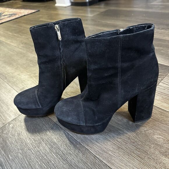 Sam Edelman Azra Women’s Boots Size 8 Black Suede Platform Booties - Picture 1 of 8